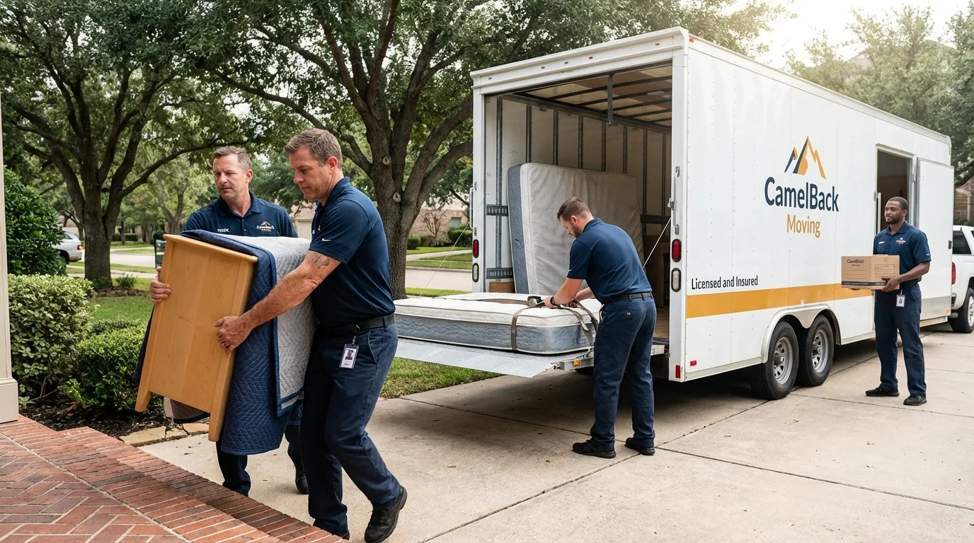 Crew loading residential truck for cross-state move from Hooper, UT