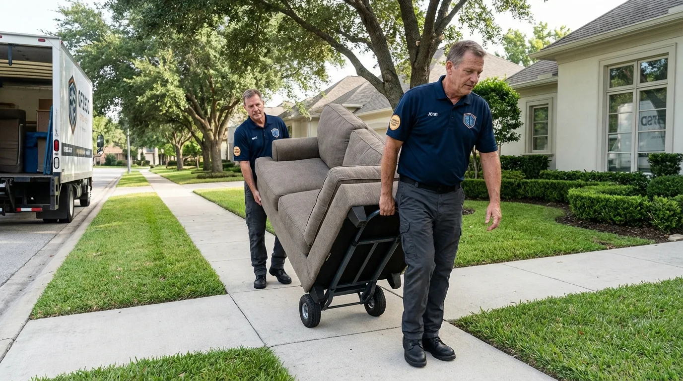 Local residential moving crew loading furniture in Hooper, UT